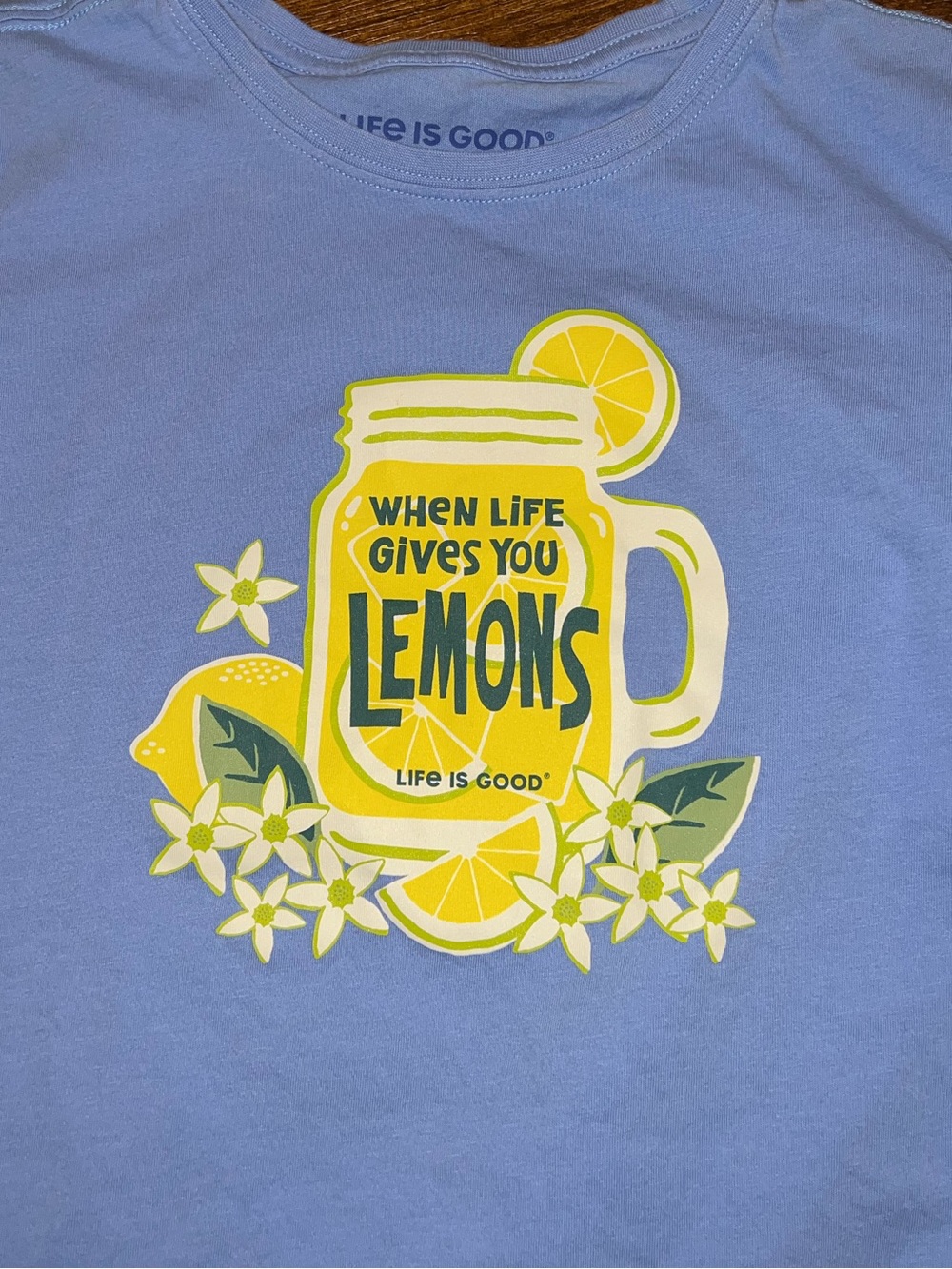 Life Is Good Life Gives You Lemons Short Sleeve Blue Yellow Graphic Shirt Size S - Picture 4 of 9